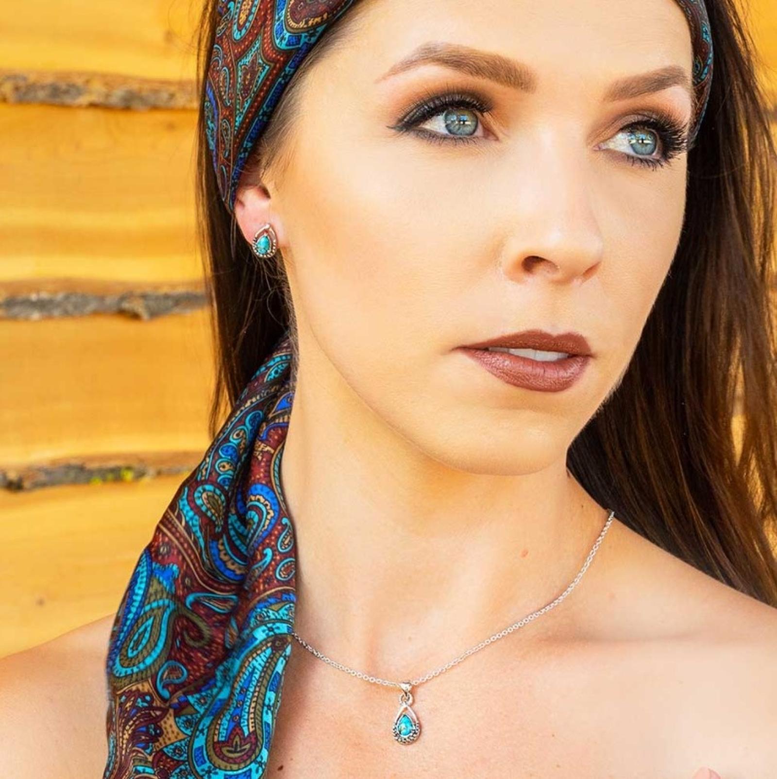Montana Silversmiths Tough of Turquoise Teardrop Earrings on Model