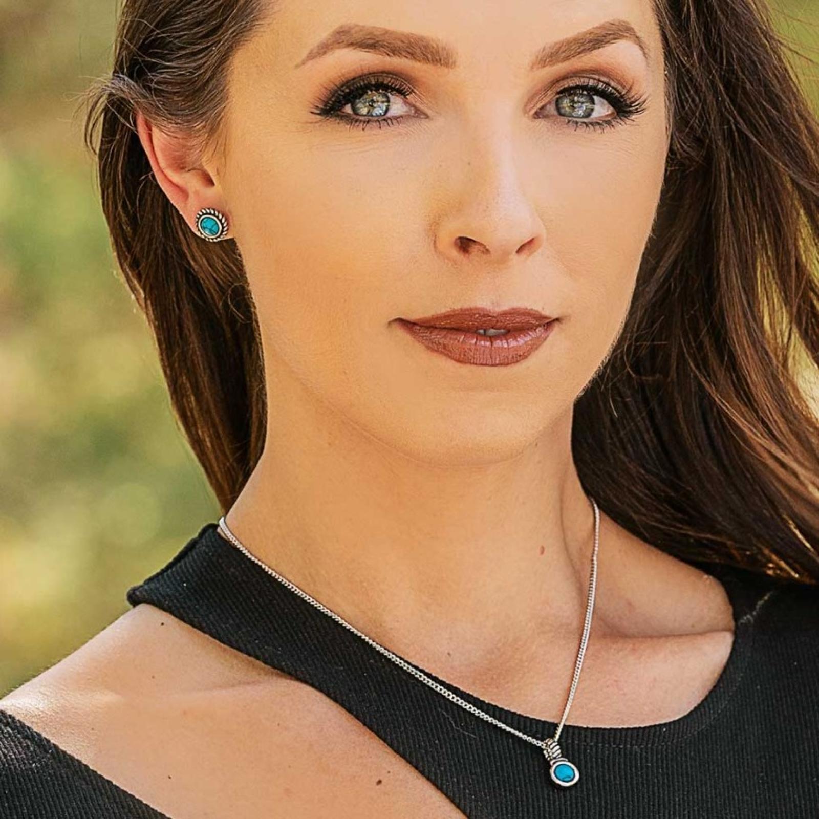 Montana Silversmiths Full Escape Turquoise Necklace on Model