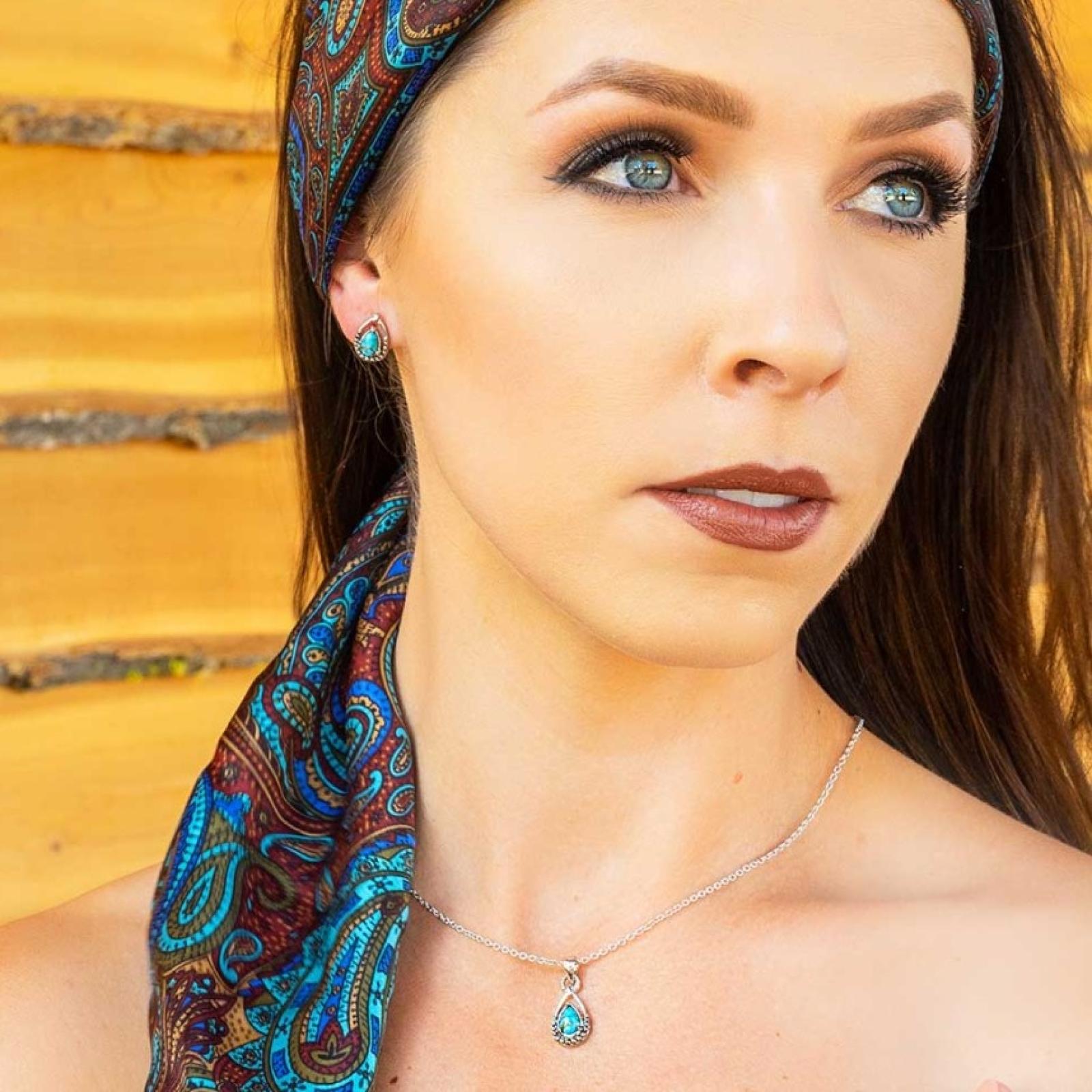 Montana Silversmiths Touch of Turquoise Teardrop Necklace on Model