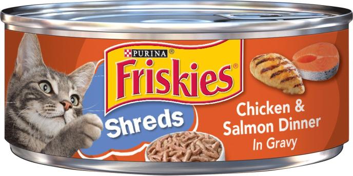 Purina Friskies Savory Shreds Chicken & Salmon Dinner in Gravy Canned Cat Food