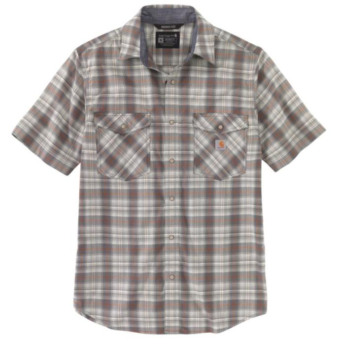 Carhartt Men's Rugged Flex Relaxed Fit Lightweight Snap-Front Short-Sleeve Plaid Shirt