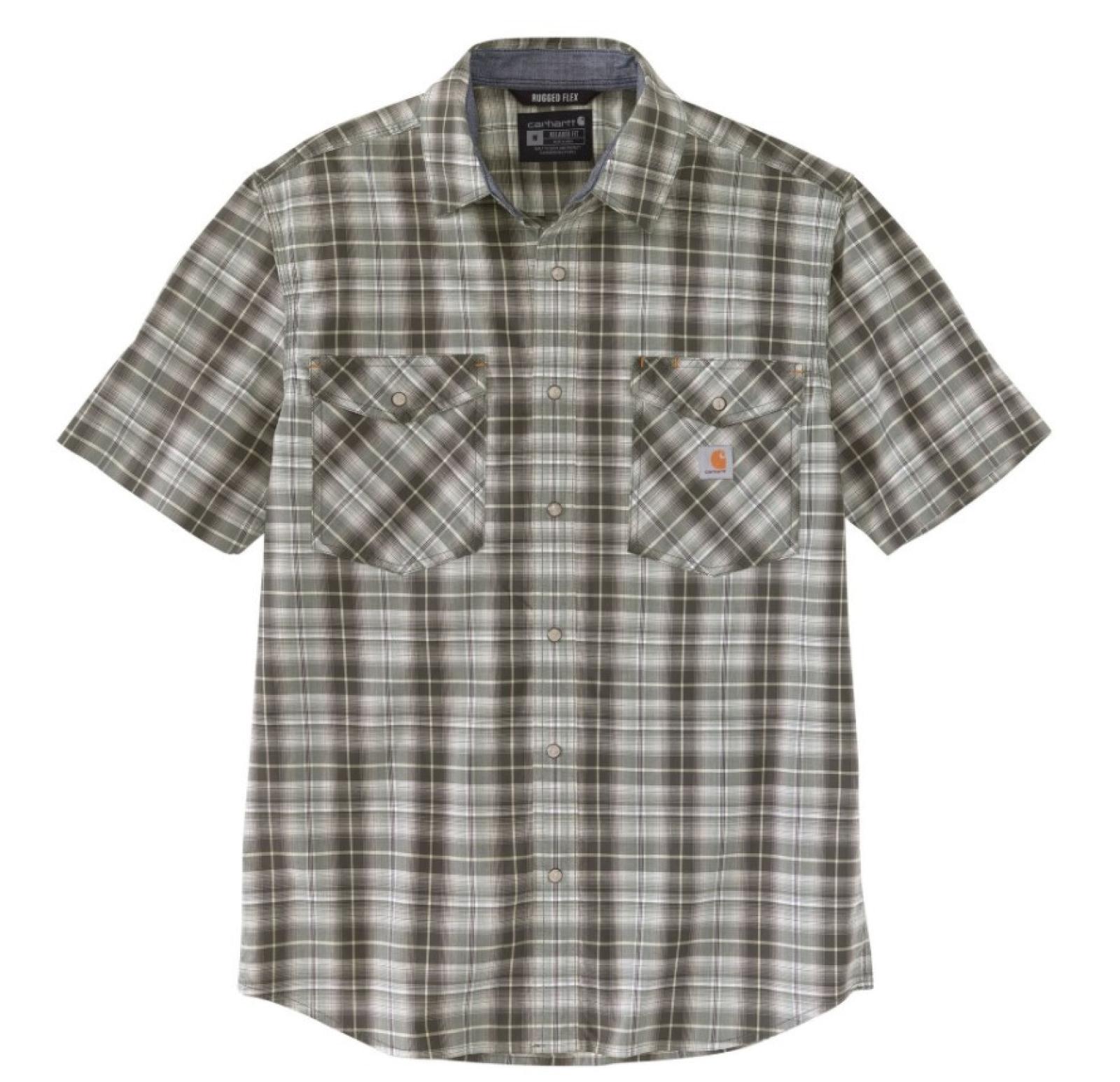 Carhartt Men's Rugged Flex Relaxed Fit Lightweight Snap-Front Short-Sleeve Plaid Shirt