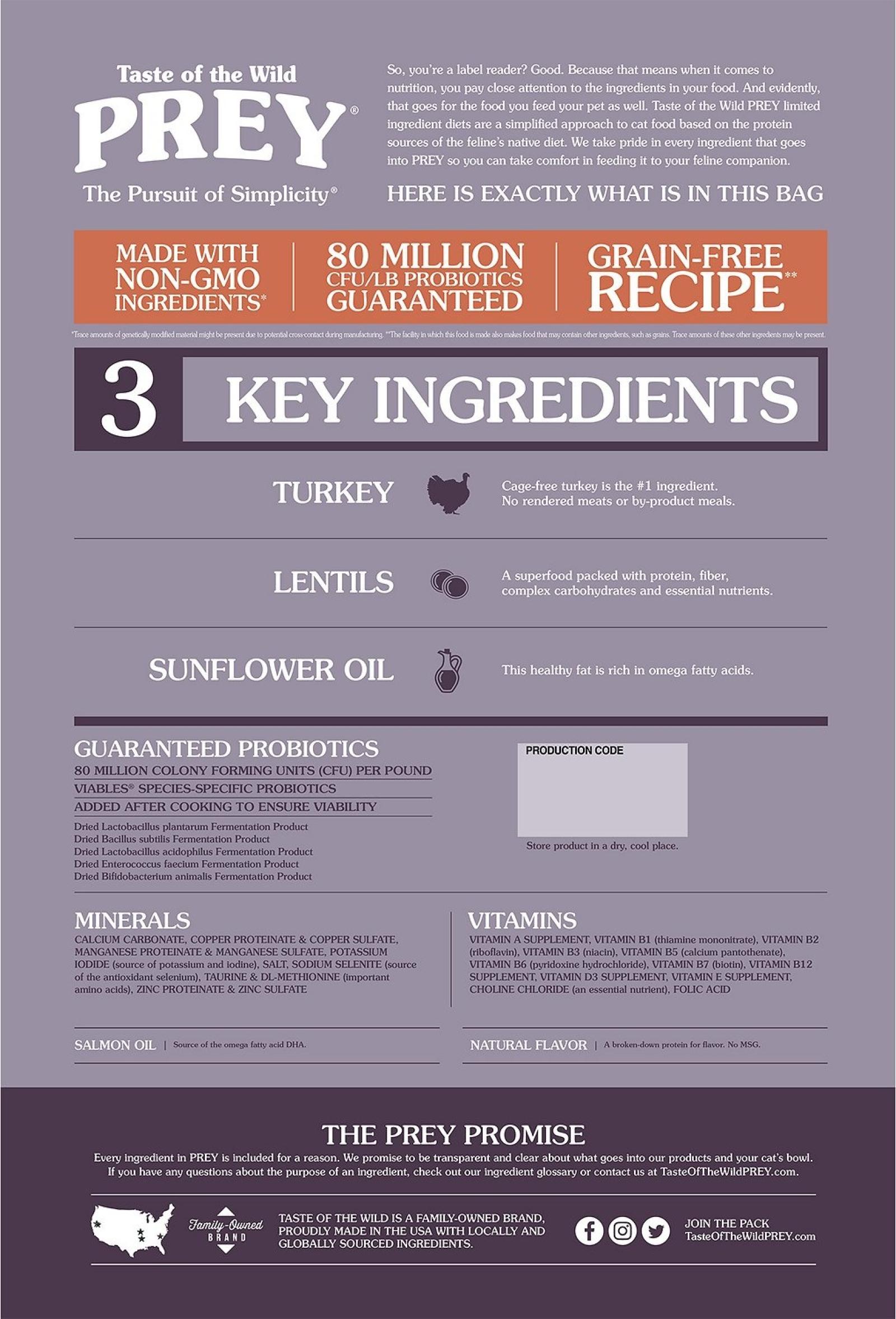 Taste of the Wild PREY Turkey LID Recipe
