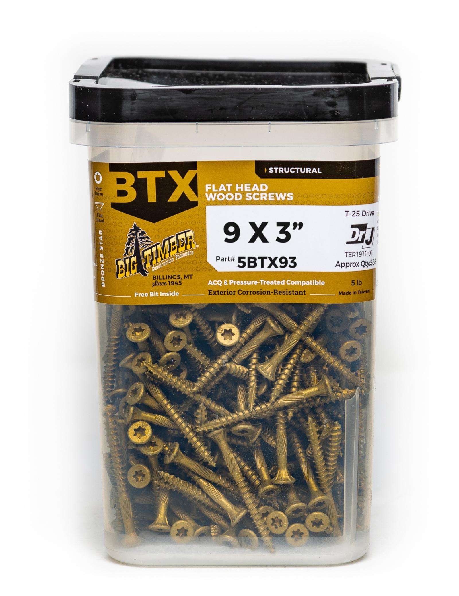 Big Timber Fasteners #9 BTX Flat Head Wood Screw