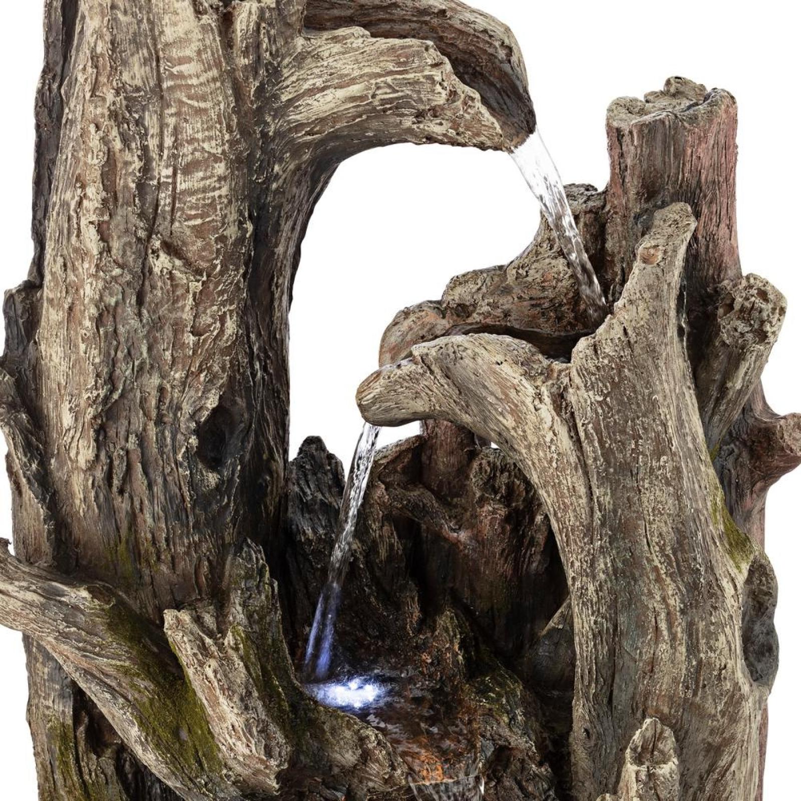 Alpine Corporation 4-Tier Rainforest Tree Trunk Waterfall Fountain With LED Lights