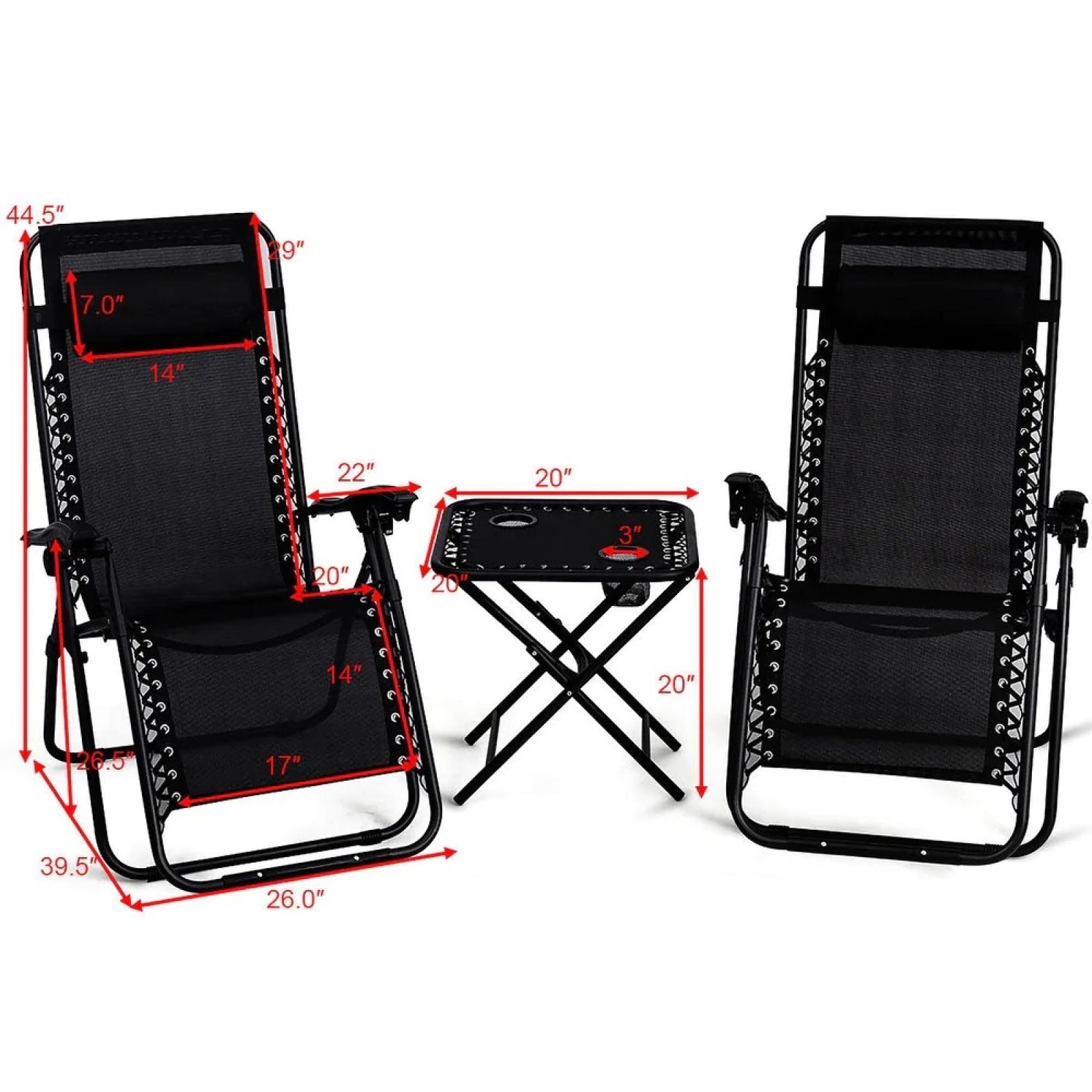 World Famous Sports Zero Gravity Chairs with Table