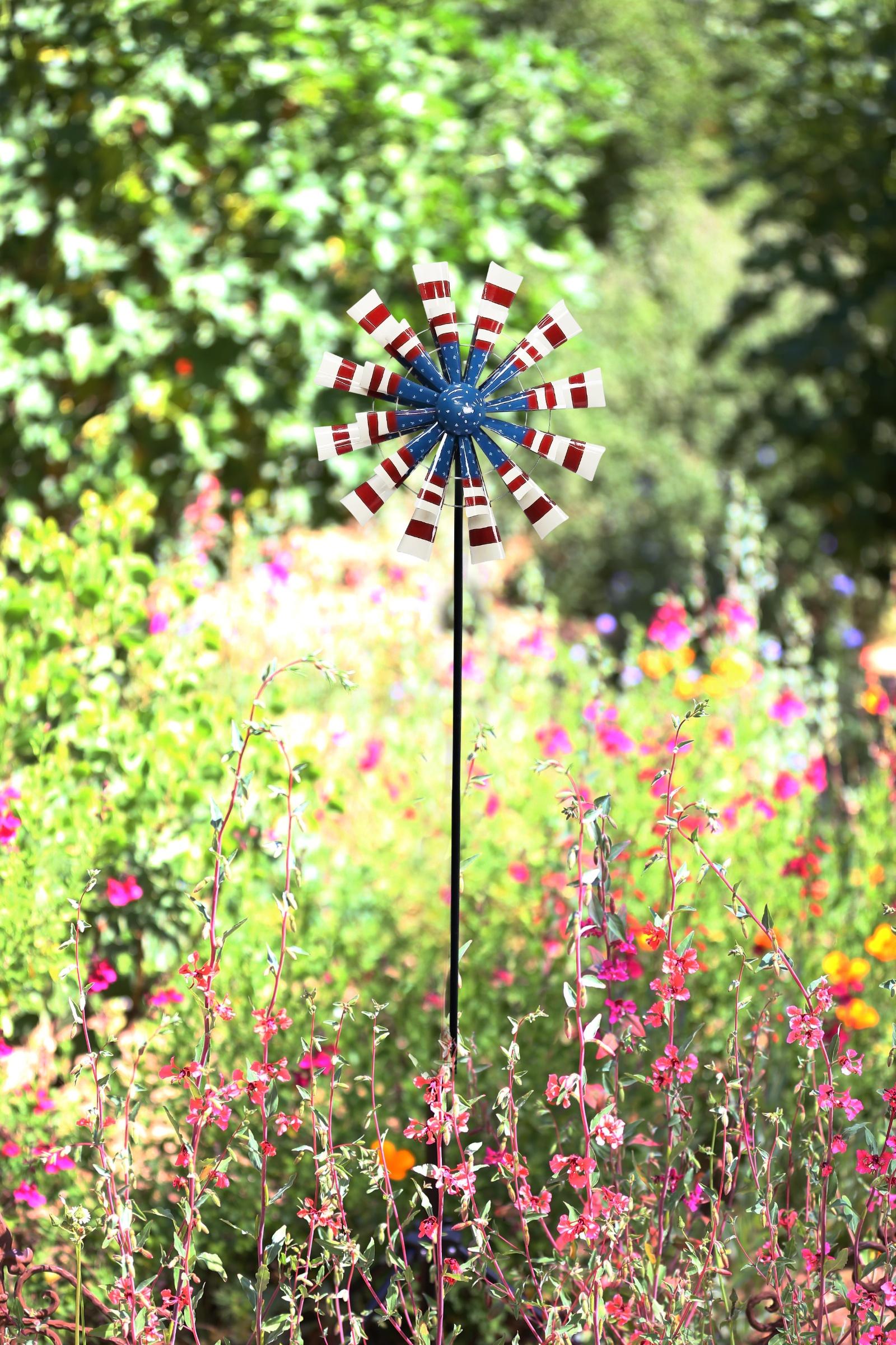 Alpine Patriotic Wind Spinner Garden Stake