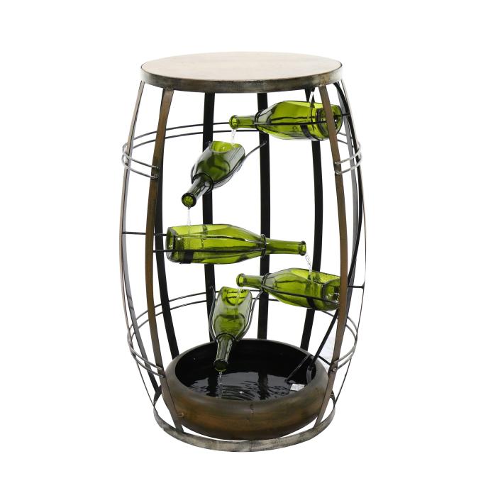 content/products/Wine Barrel Table Fountain With Tiered Glass Bottles