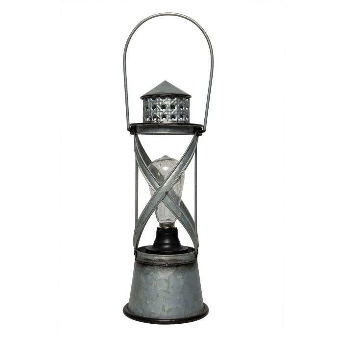 Alpine Antique Silver LED Lantern with Timer