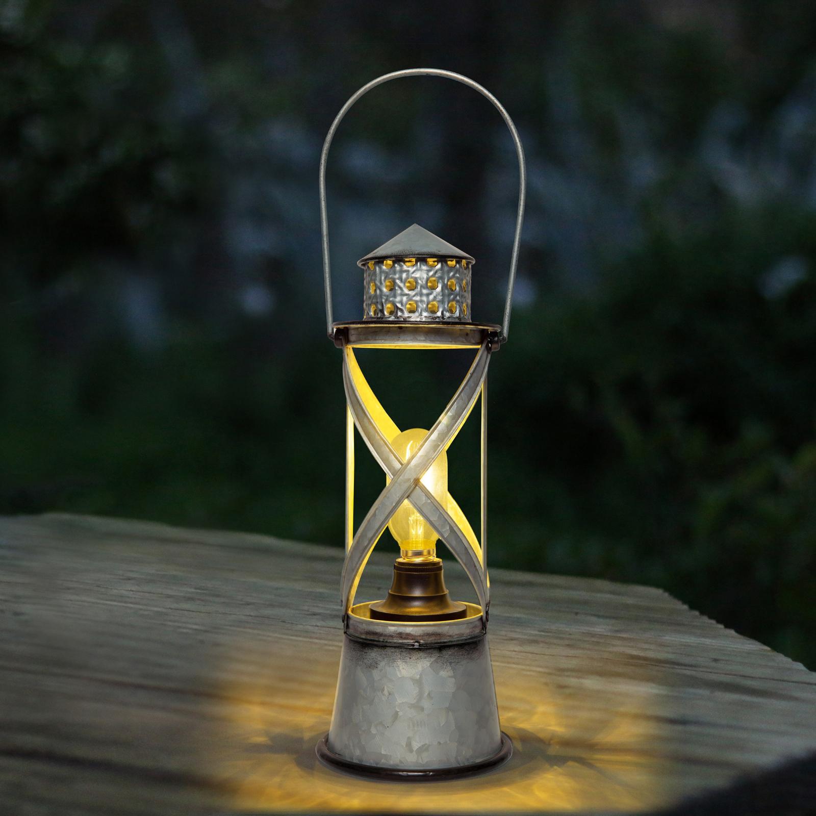 Alpine Antique Silver LED Lantern with Timer