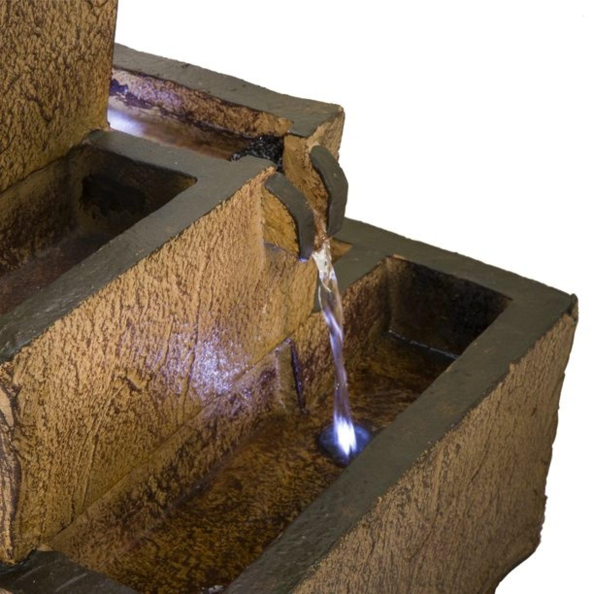 Alpine Rustic Tiered Fountain With LED Lights