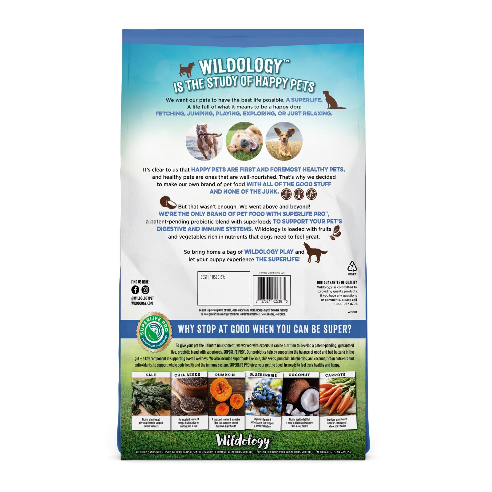 Wildology Play Chicken & Rice Puppy Food 15lb End