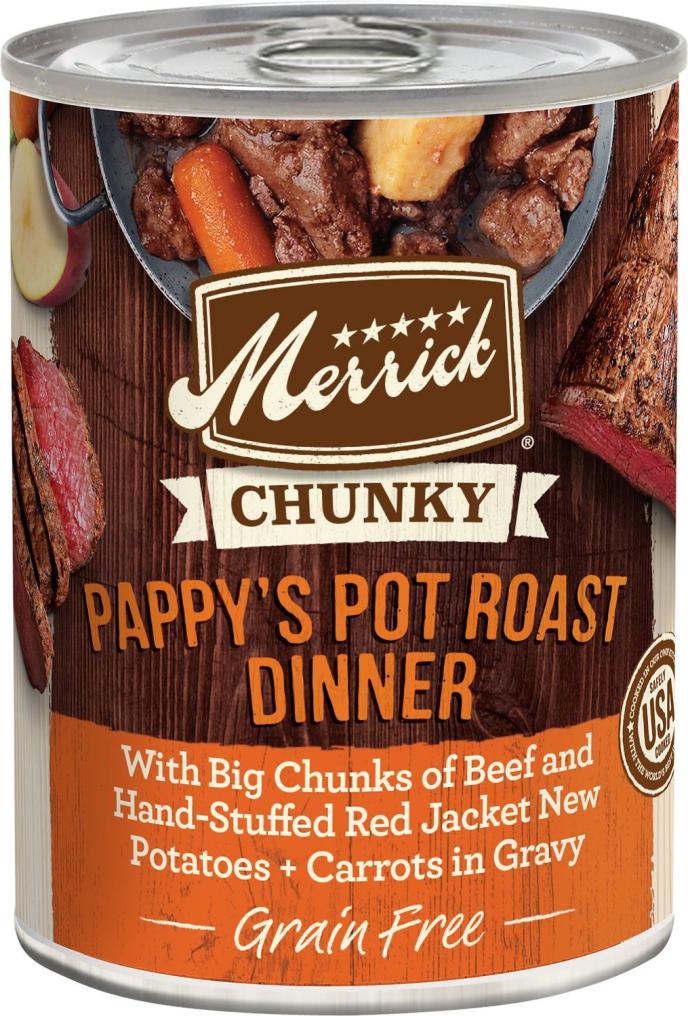 Merrick Chunky Grain Free Pappy's Pot Roast Dinner In Gravy Wet Dog Food