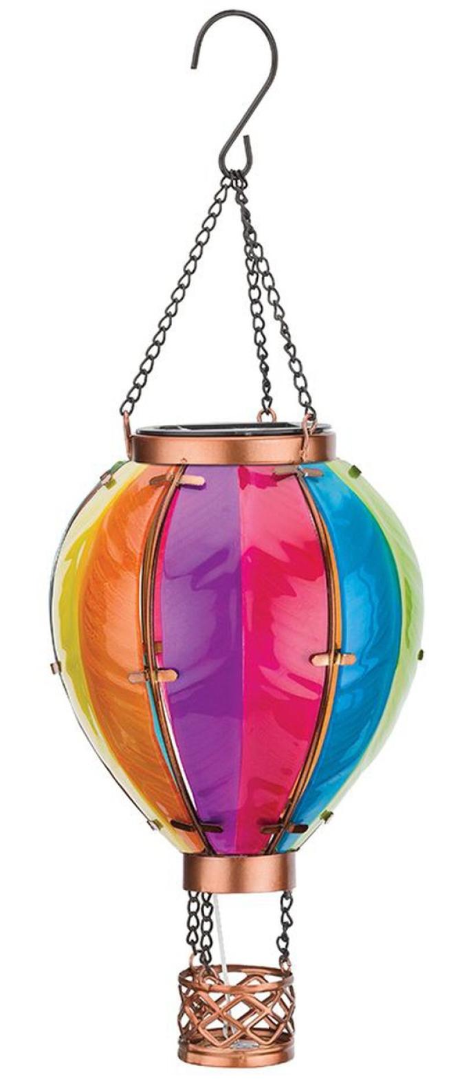 Regal Art & Gift Small Rainbow Hot Air Balloon Solar Lantern