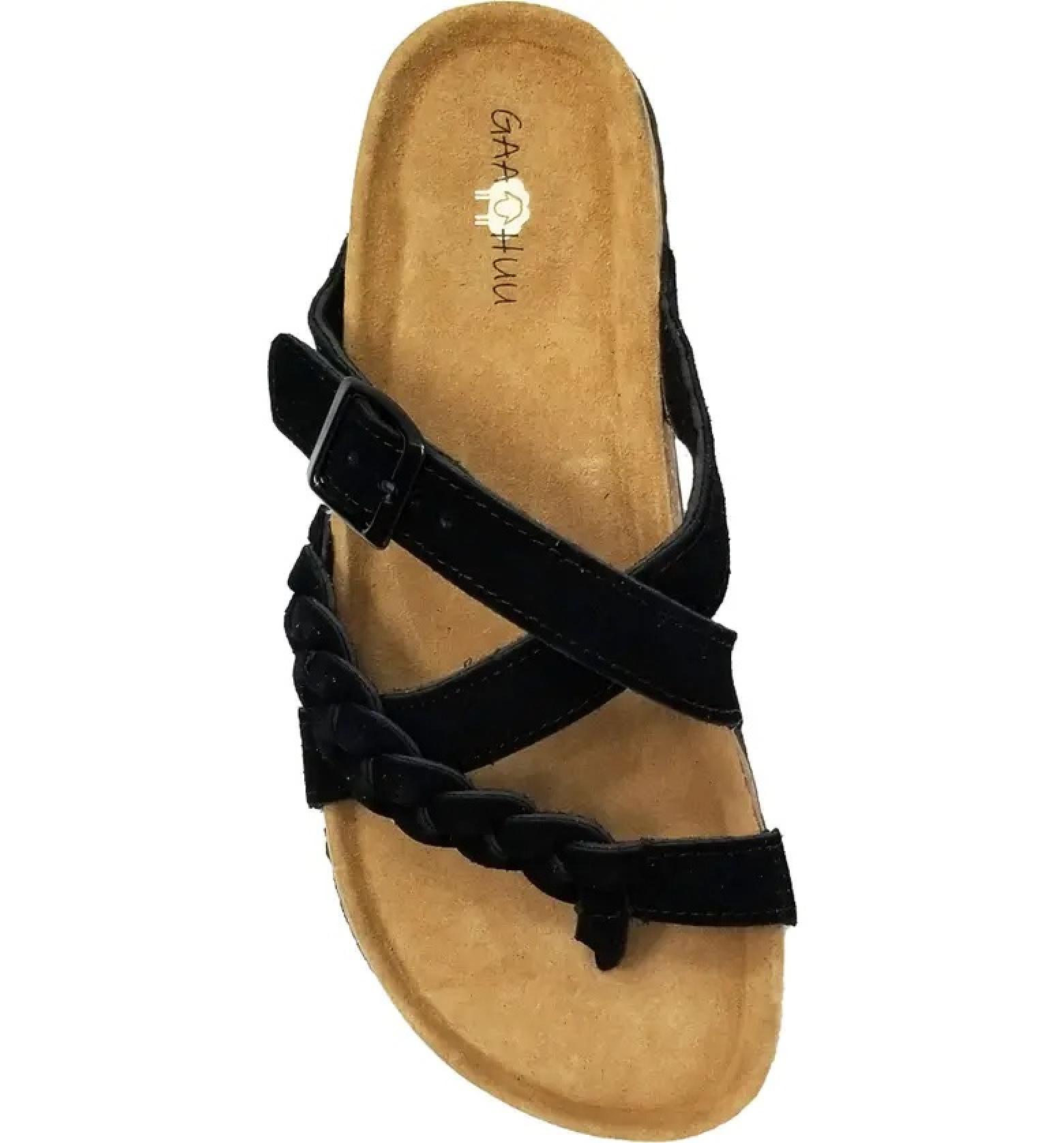 GaaHuu Women's Leather Braided Crisscross Sandal