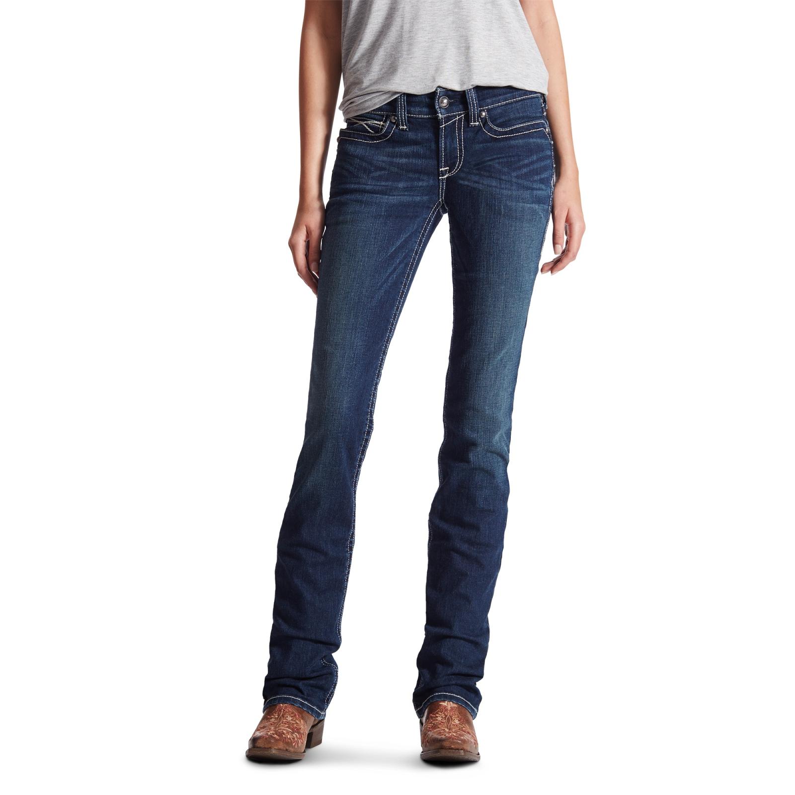 Ariat Women's R.E.A.L. Mid Rise Stretch Icon Stackable Straight Leg Jean