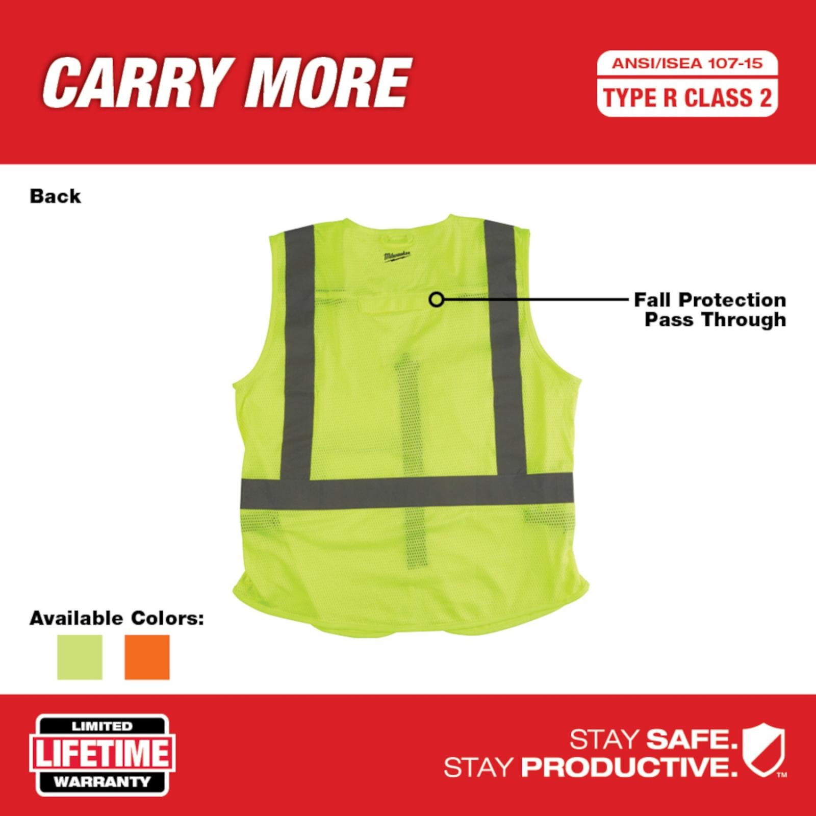Milwaukee Class 2 High Visibility Safety Vests Back