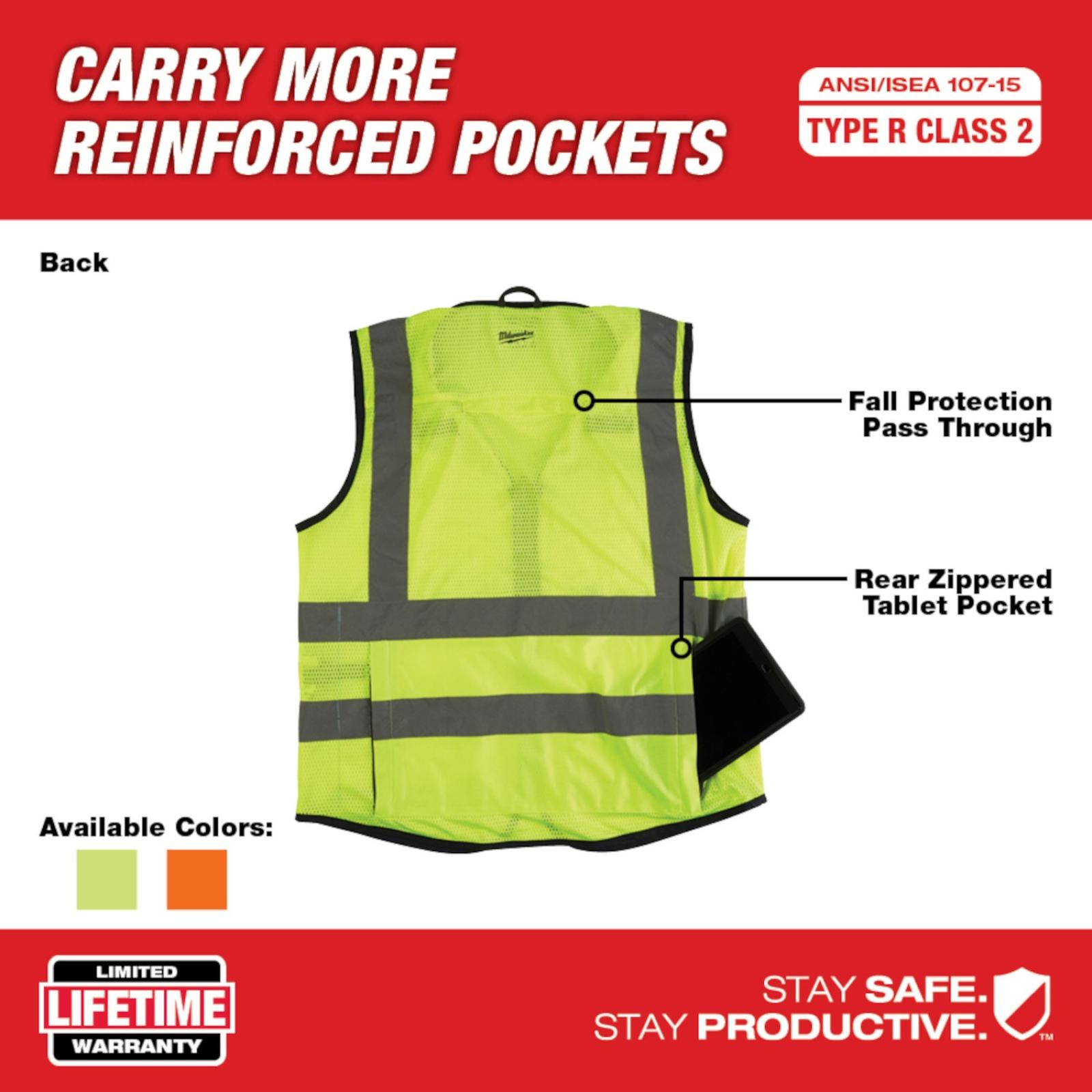 Milwaukee Class 2 High-Visibility Performance Safety Vests Loop on Neck
