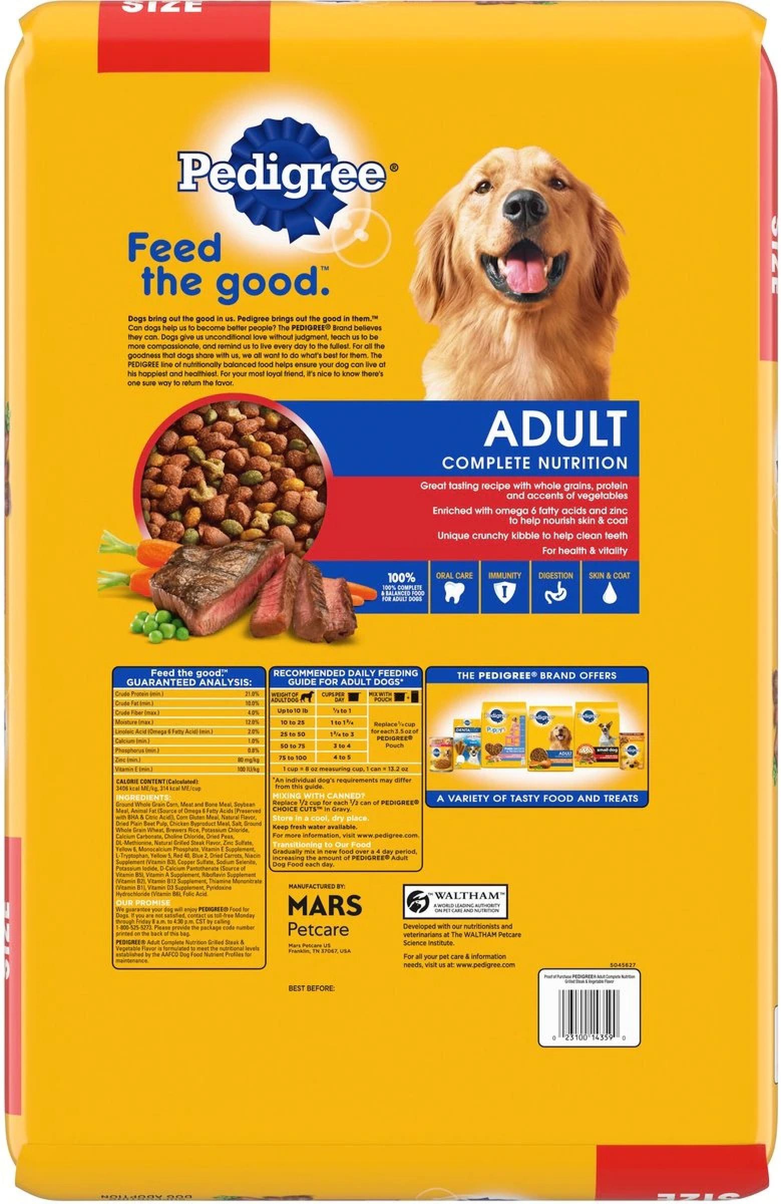 Pedigree Adult Complete Nutrition Grilled Steak Flavor