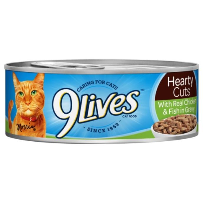 9Lives Hearty Cuts With Real Chicken & Fish in Gravy