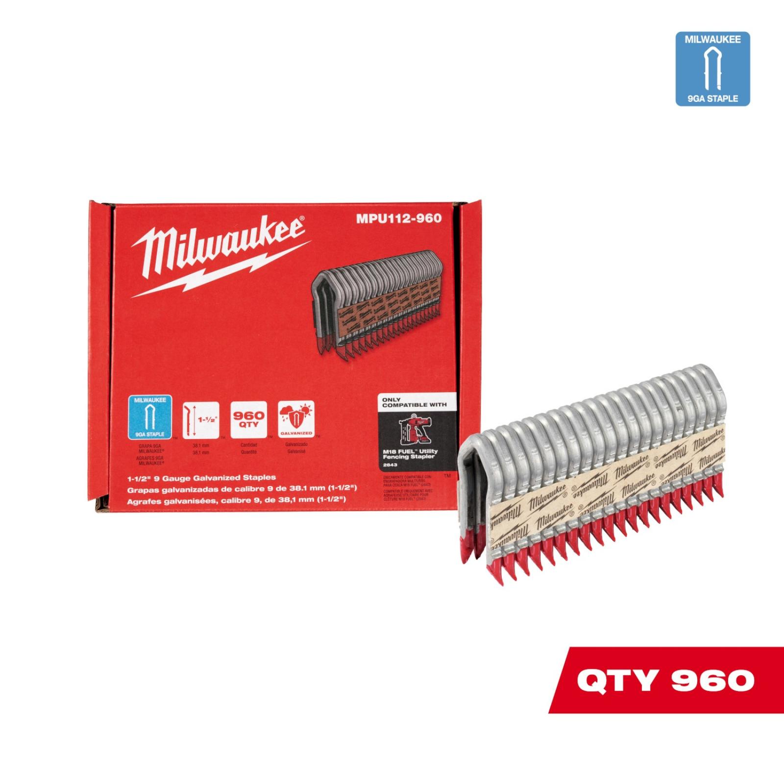 Milwaukee 9 Gauge 1.5" Galvanized Staples