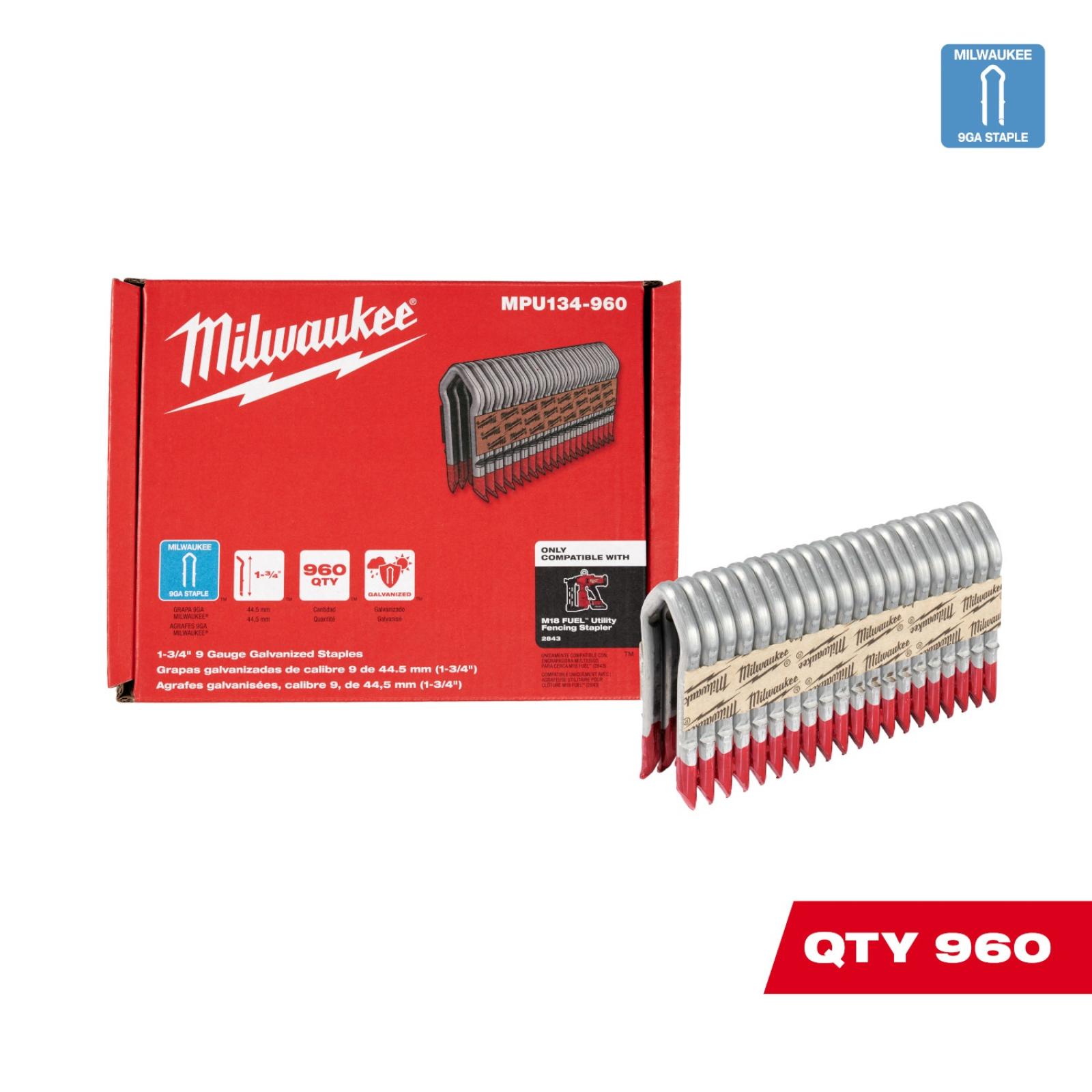 Milwaukee 9 Gauge 1.75" Galvanized Staples