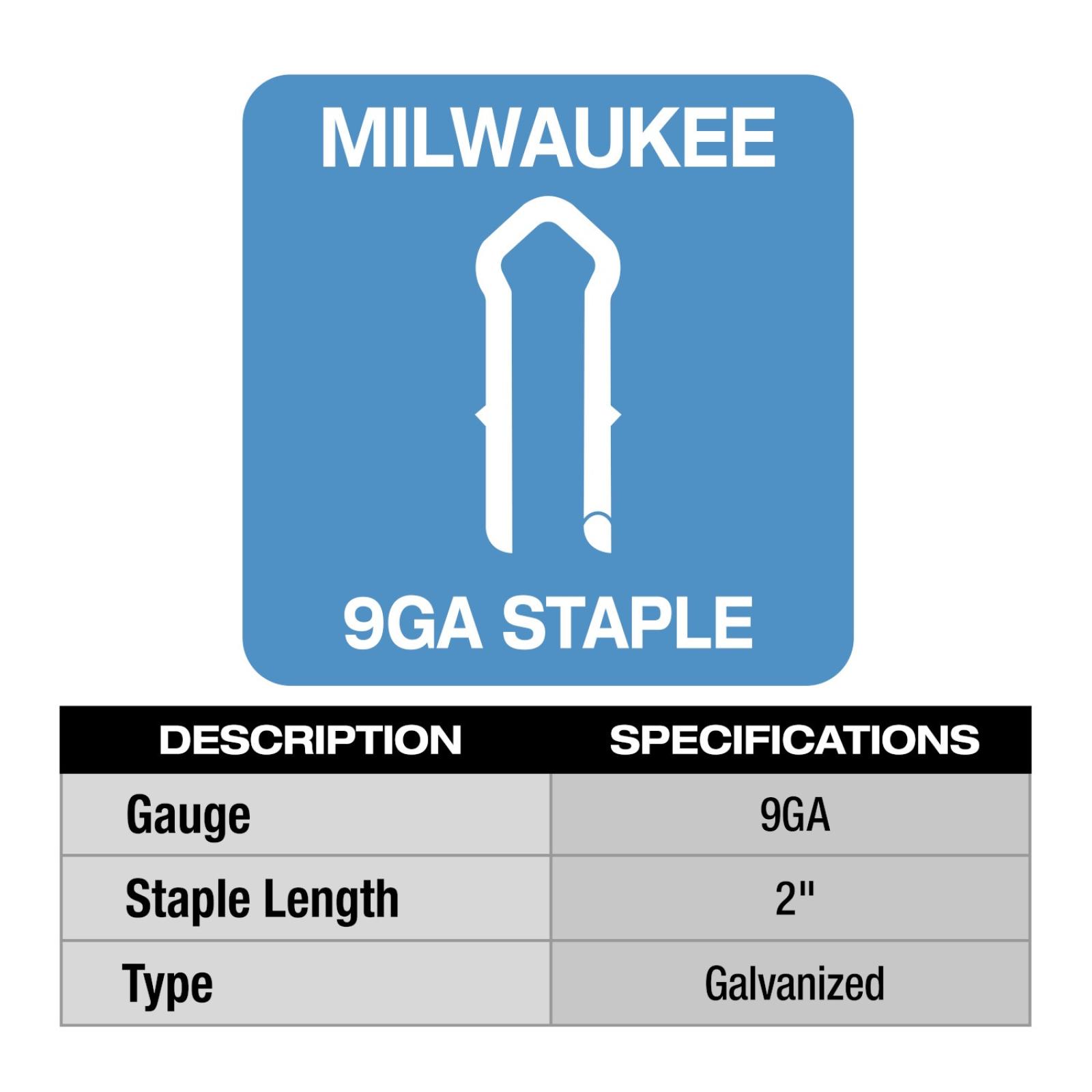 Milwaukee 9 Gauge 2" Galvanized Staples