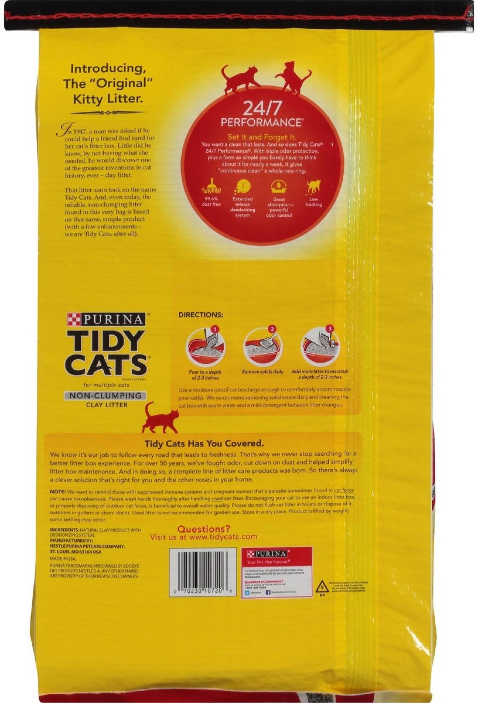 Purina Tidy Cats Non Clumping Cat Litter, 24/7 Performance Multi Cat Litter