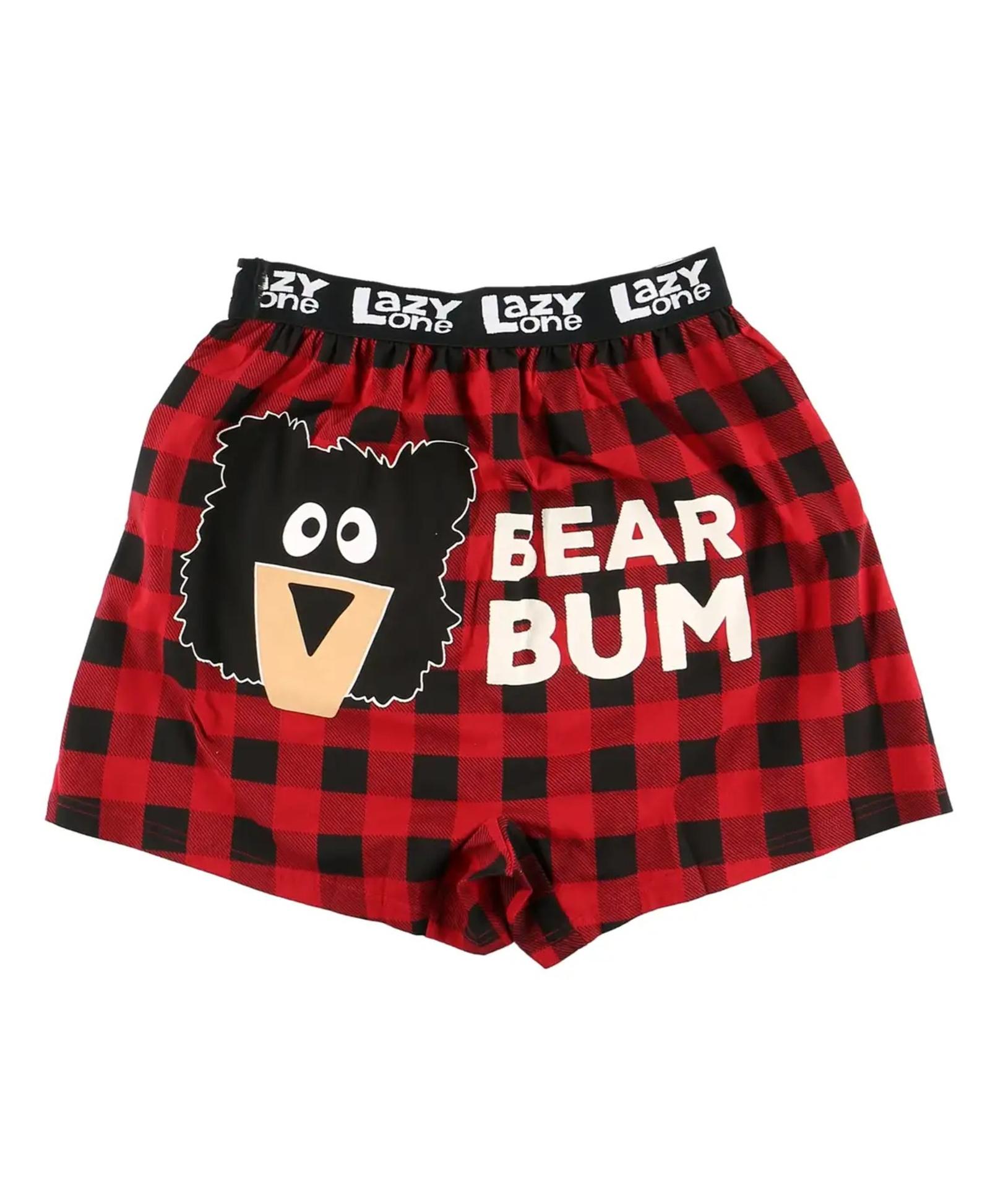 Lazy One Men's Bear Bum Plaid Funny Boxer