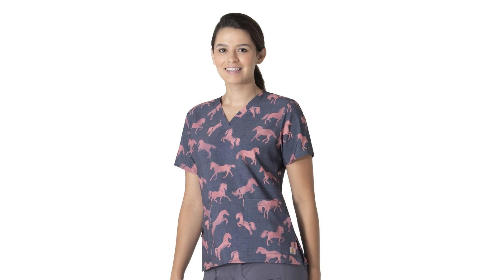 Carhartt Women's Rugged Flex® Printed Cross Flex V-Neck Media Scrub Top