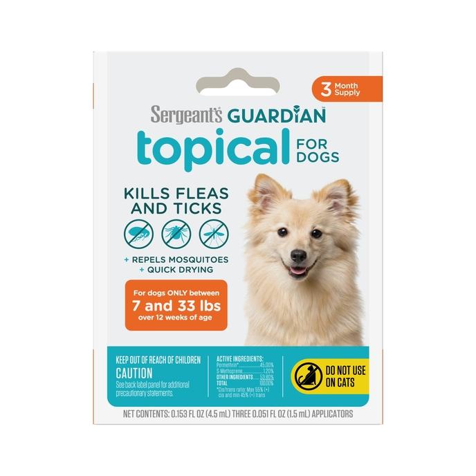 Sergeants Guardian Flea & Tick Topical for Dog's 7-33lbs , 3Count