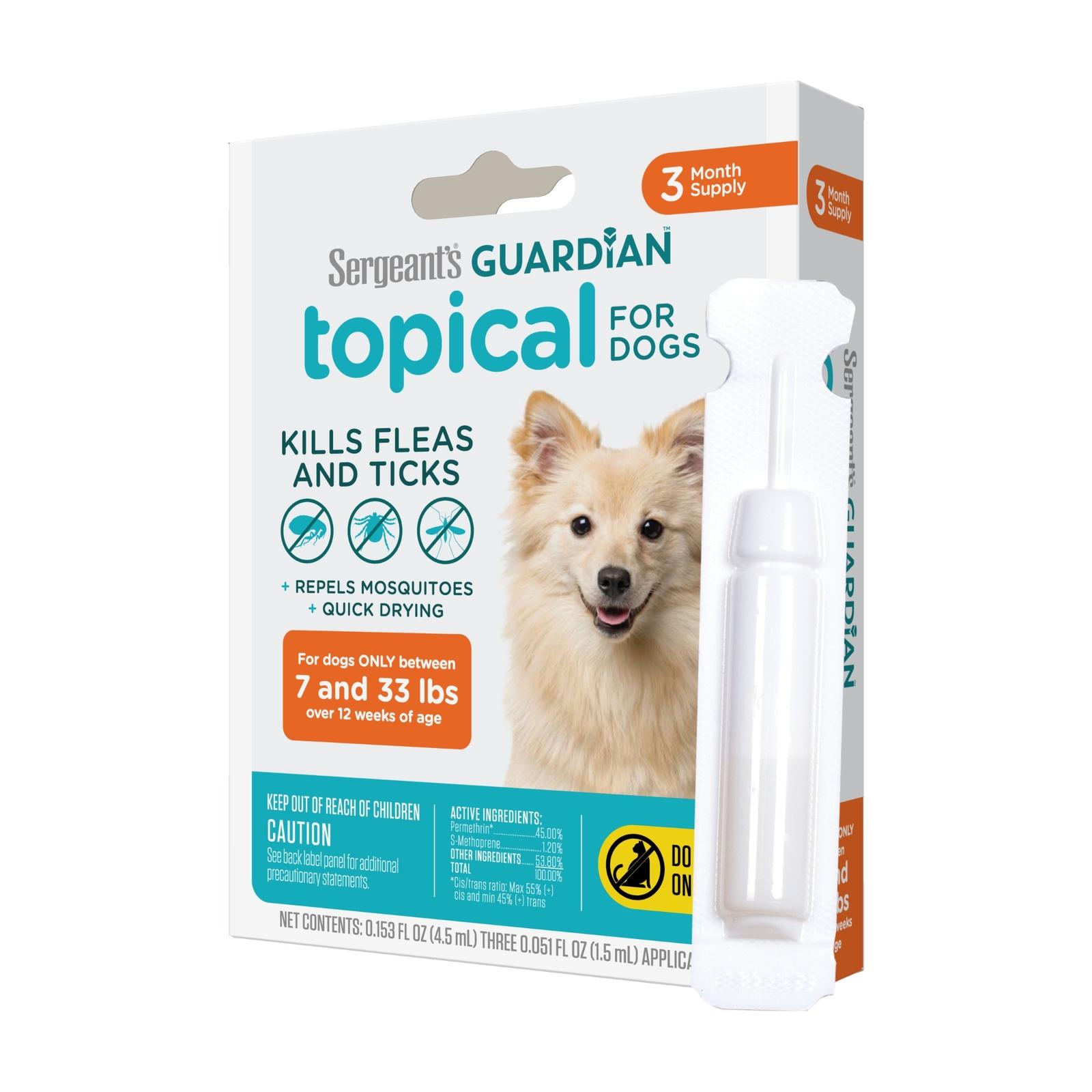 Sergeants Guardian Flea & Tick Topical for Dog's 7-33lbs , 3Count
