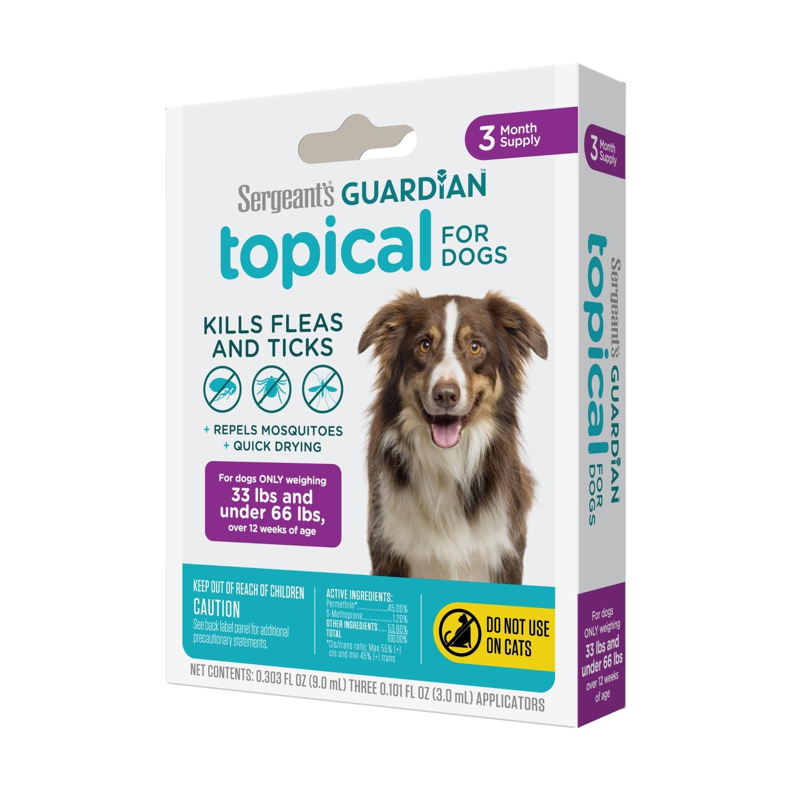 Sergeant's Guardian Flea & Tick Topical for Dog's  33-66lbs, 3 Count