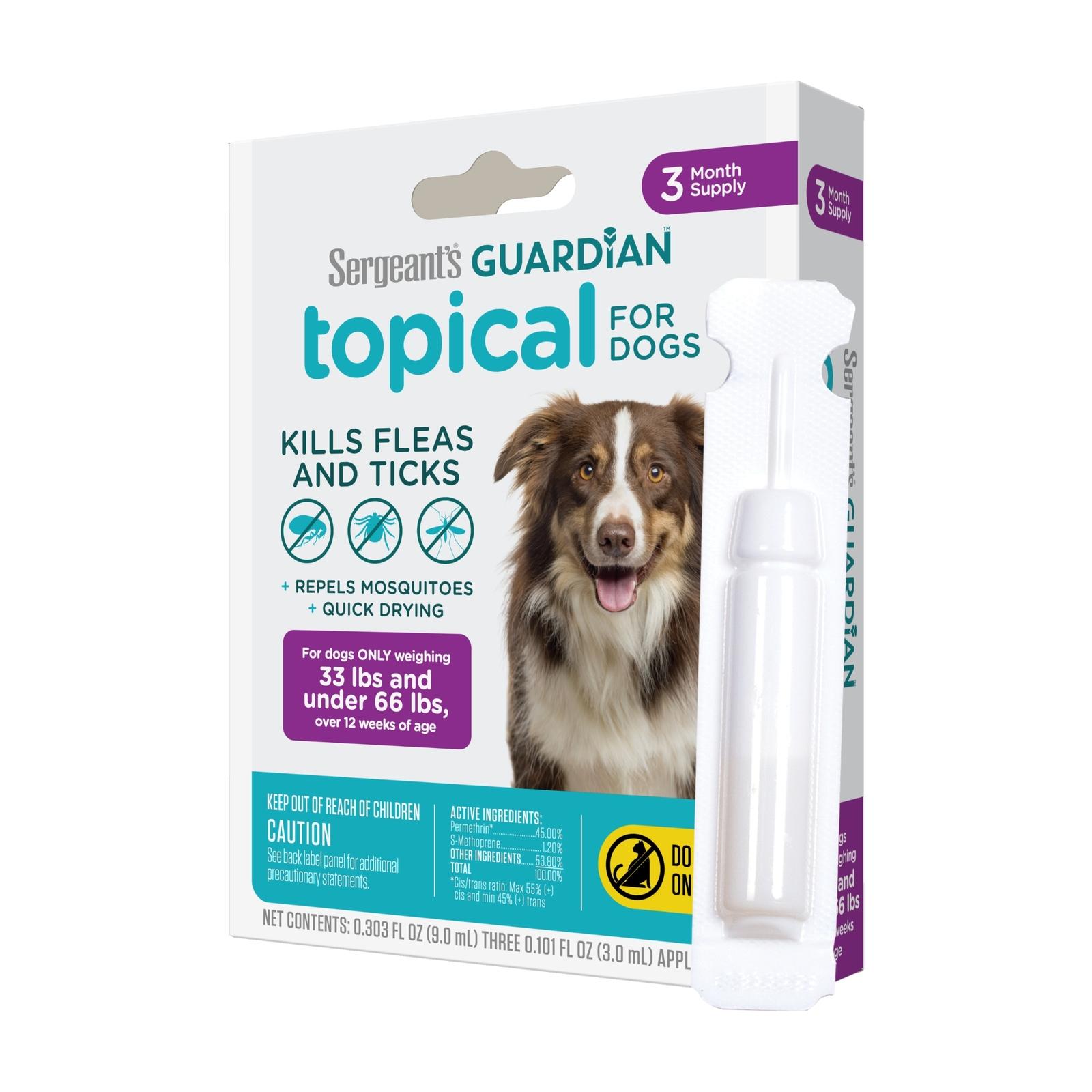 Sergeant's Guardian Flea & Tick Topical for Dog's  33-66lbs, 3 Count