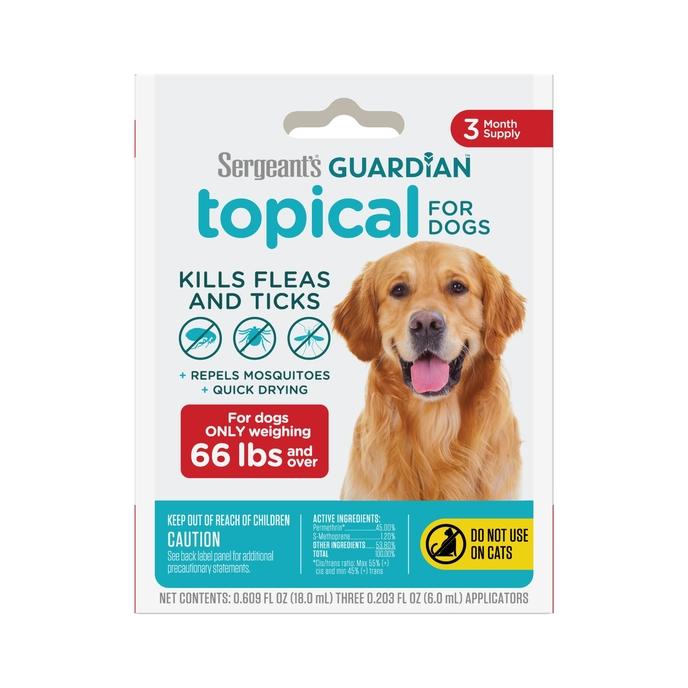 Sergeant's Guardian's Flea & Tick Topical for Dog's 66lbs and Over, 3 Count