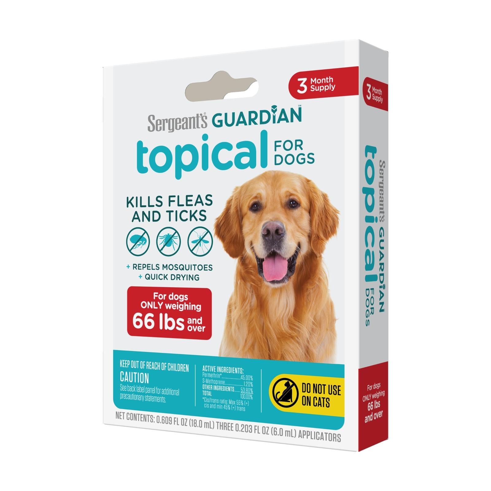 Sergeant's Guardian's Flea & Tick Topical for Dog's 66lbs and Over, 3 Count