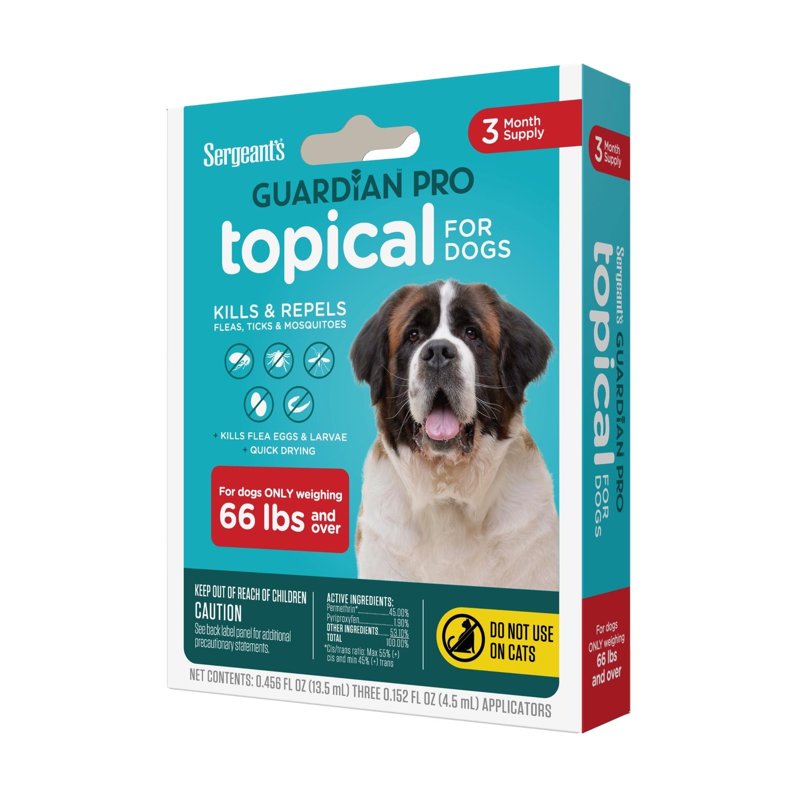 Sergeant's Guardian Pro Flea & Tick Topical for Dogs, 66 lbs and Over, 3 Count