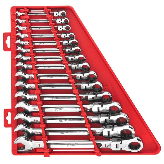 Milwaukee 15pc SAE Flex Head Ratcheting Combination Wrench Set