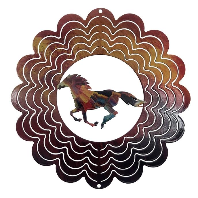 Next Innovations 11 Inch Kaleidoscope Mayan Sun Horse Red Back Wind Spinner