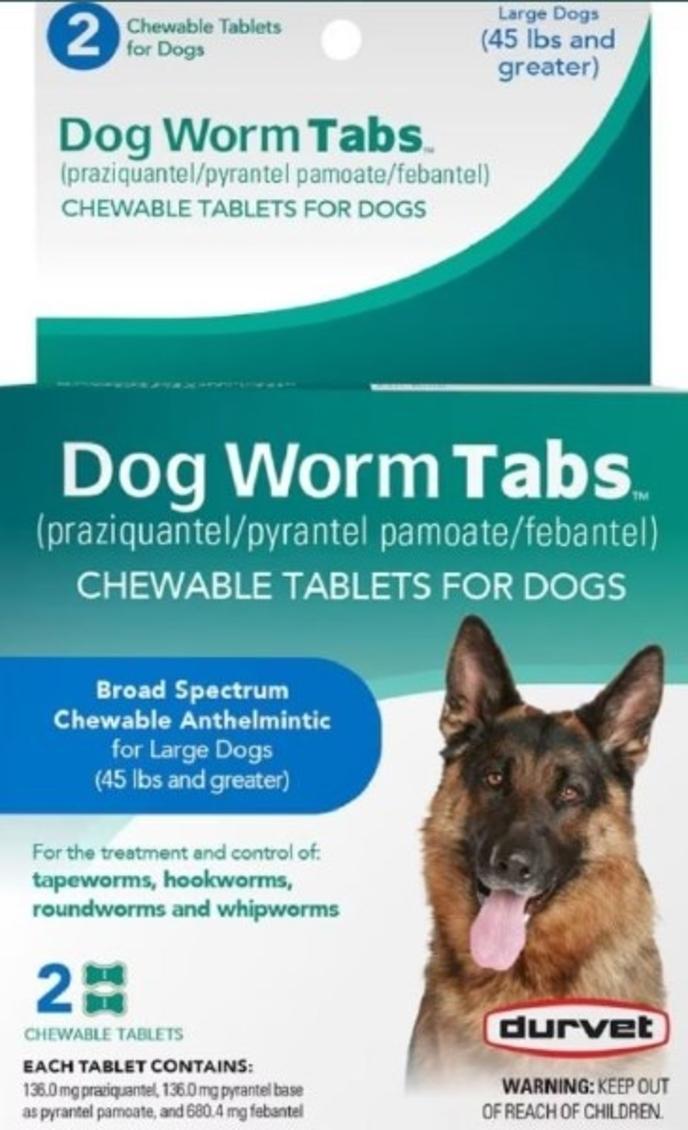 Durvet Dog Worm Tabs 45lbs and greater