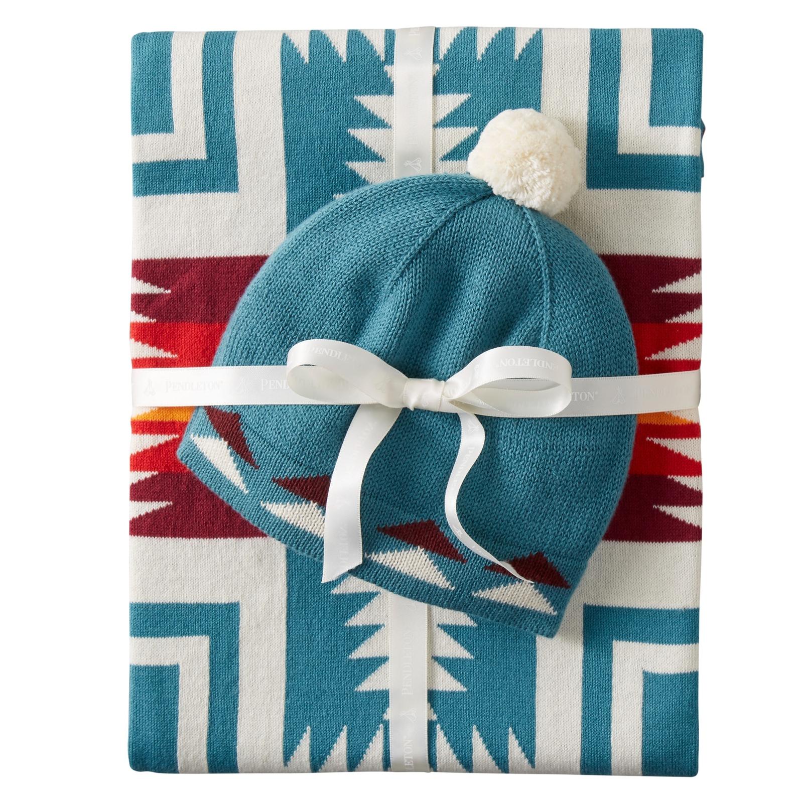 Pendleton Knit Baby Blanket With Beanie