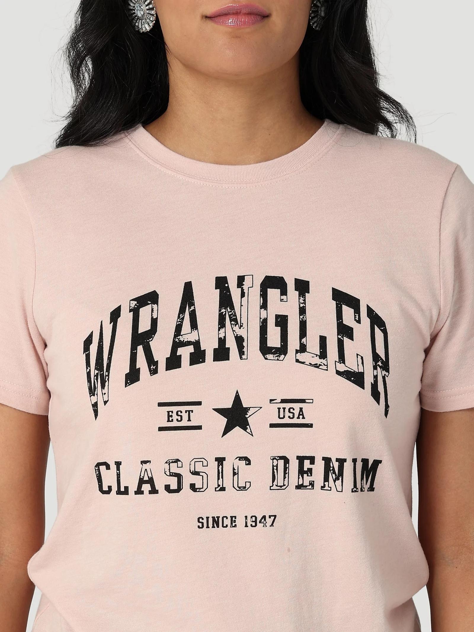 Wrangler  Women's Classic Denim Slim Fit Tee In Peach Whip Heather