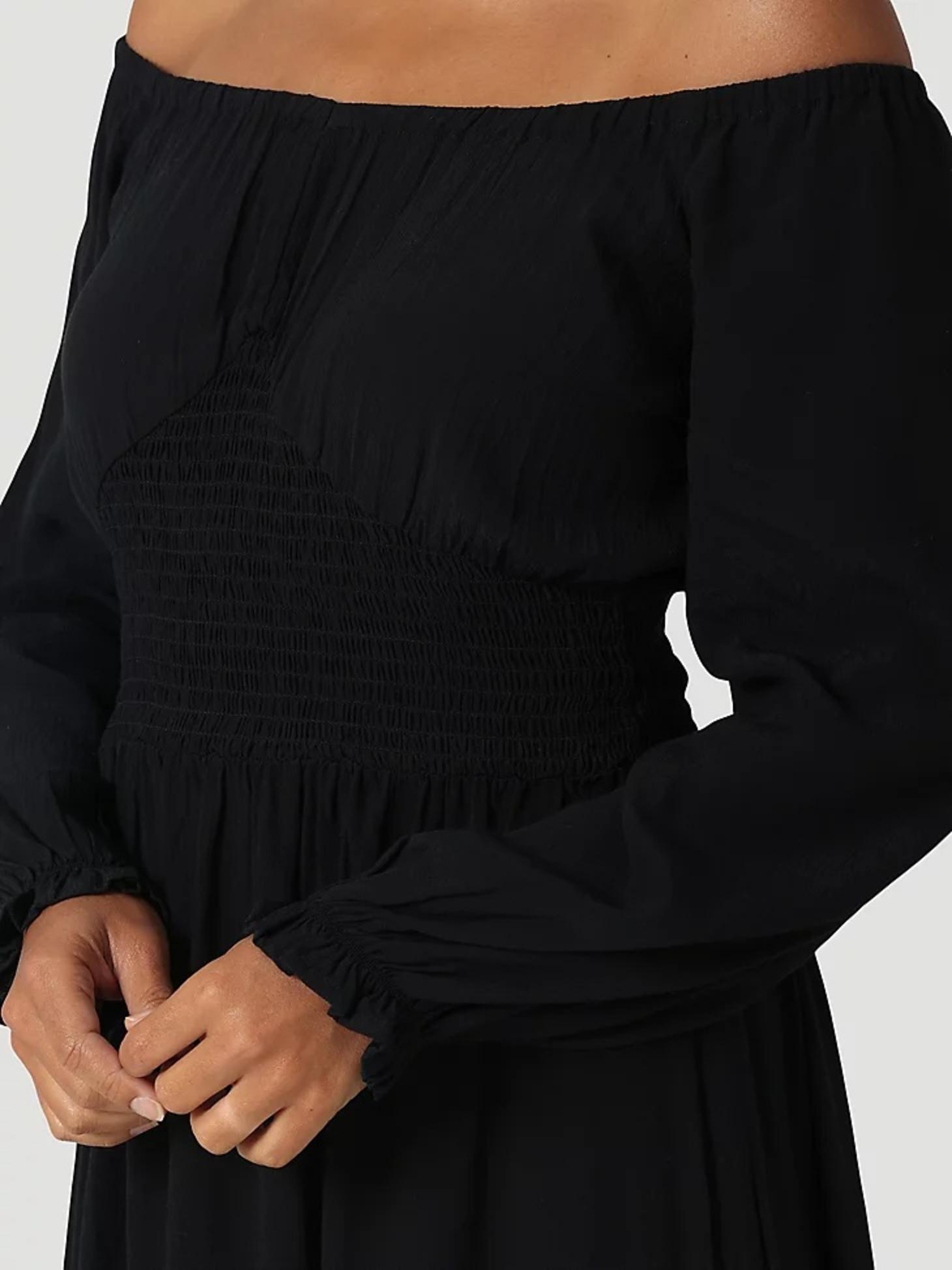 Wrangler Women's Off Shoulder Smocked Corset Waist Mini Dress
