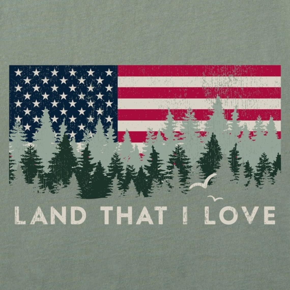 Men's Land that I Love Flag Long Sleeve Crusher Tee