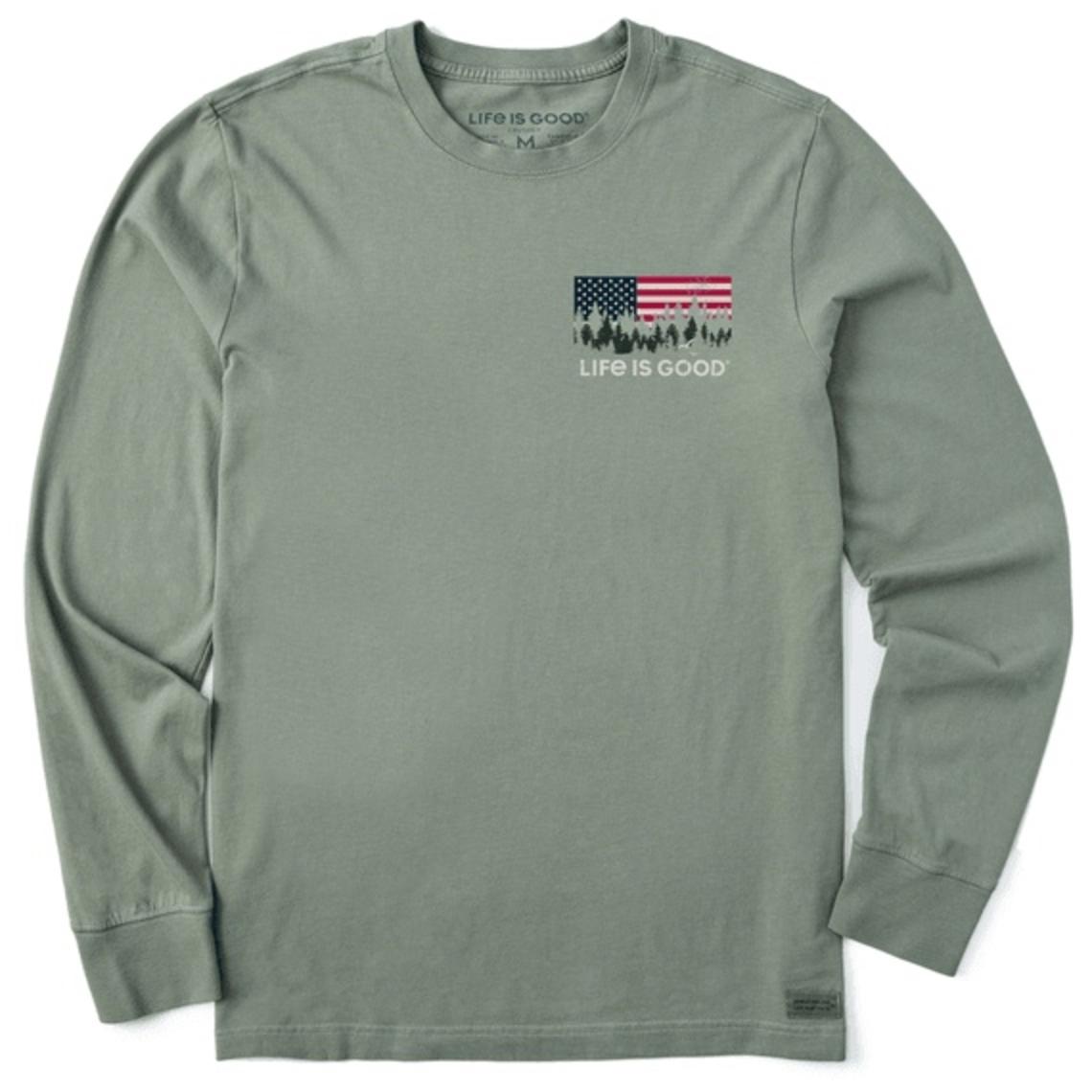 Men's Land that I Love Flag Long Sleeve Crusher Tee