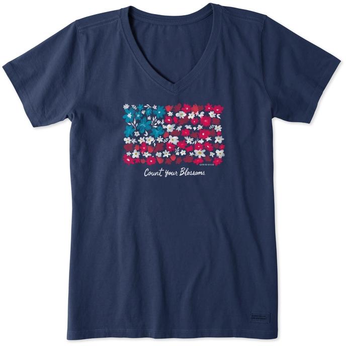 Women's Count your Blossoms USA Flag Crusher Vee