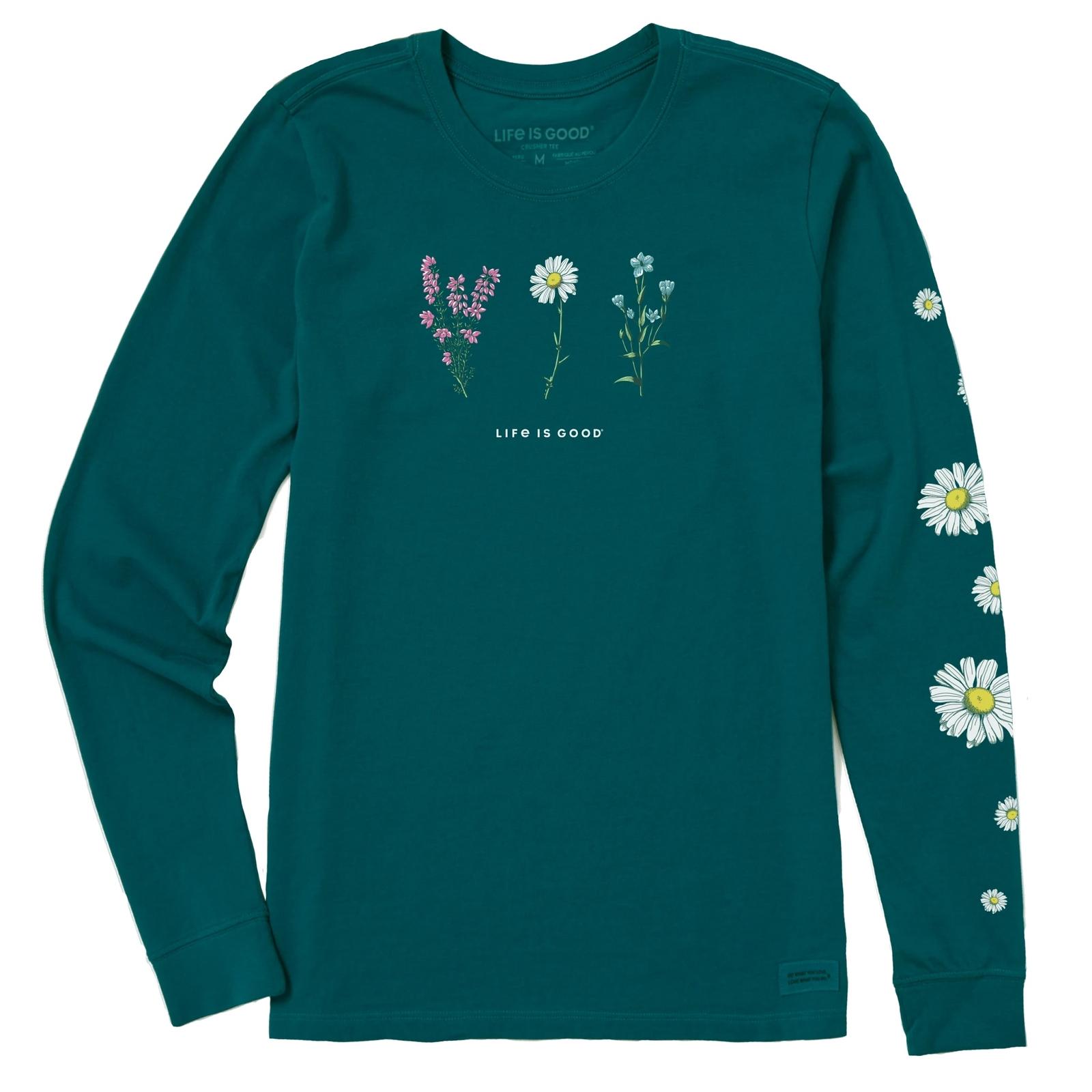 Life Is Good Women's Detailed Wildflowers Long Sleeve Crusher Tee