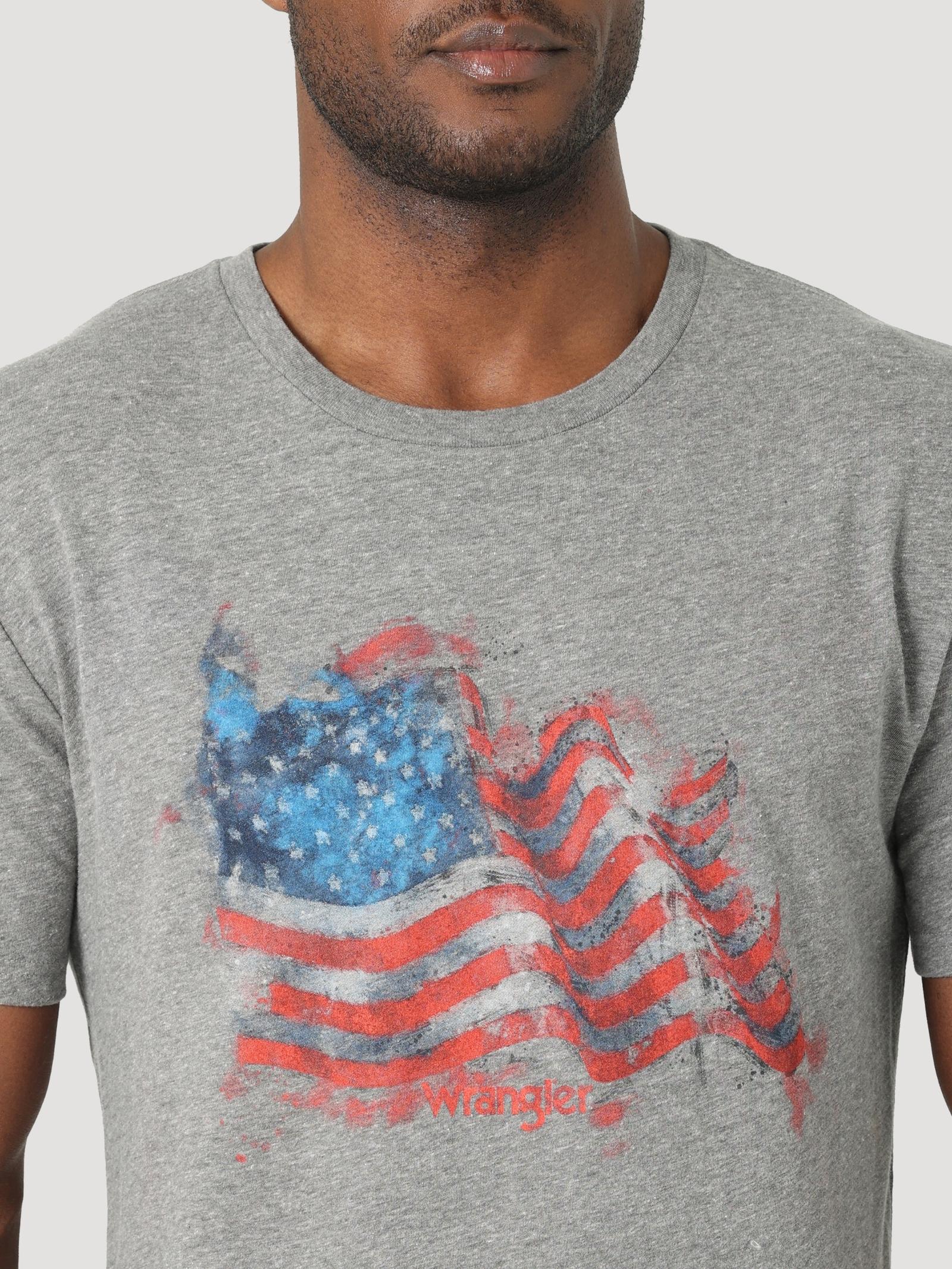 Wrangler Men's Usa Flag Graphite Heather Short Sleeve T-Shirt 