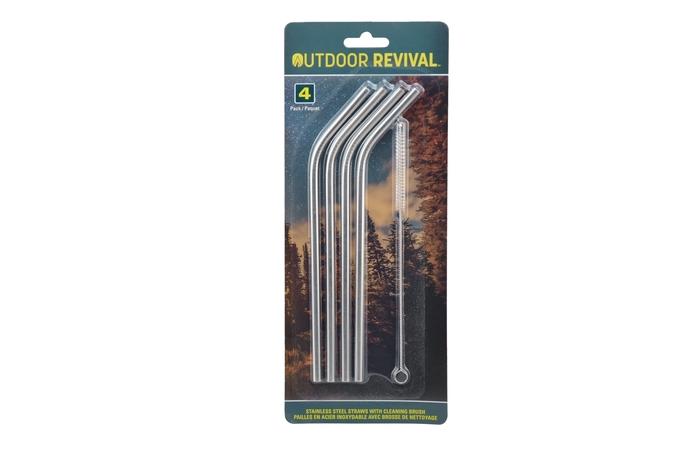 Outdoor Revival Stainless Steel Drinking Straws set of 4 package view