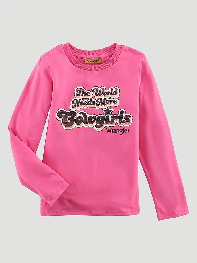 Girl's Long Sleeve Cowgirls Graphic Tee In Pink